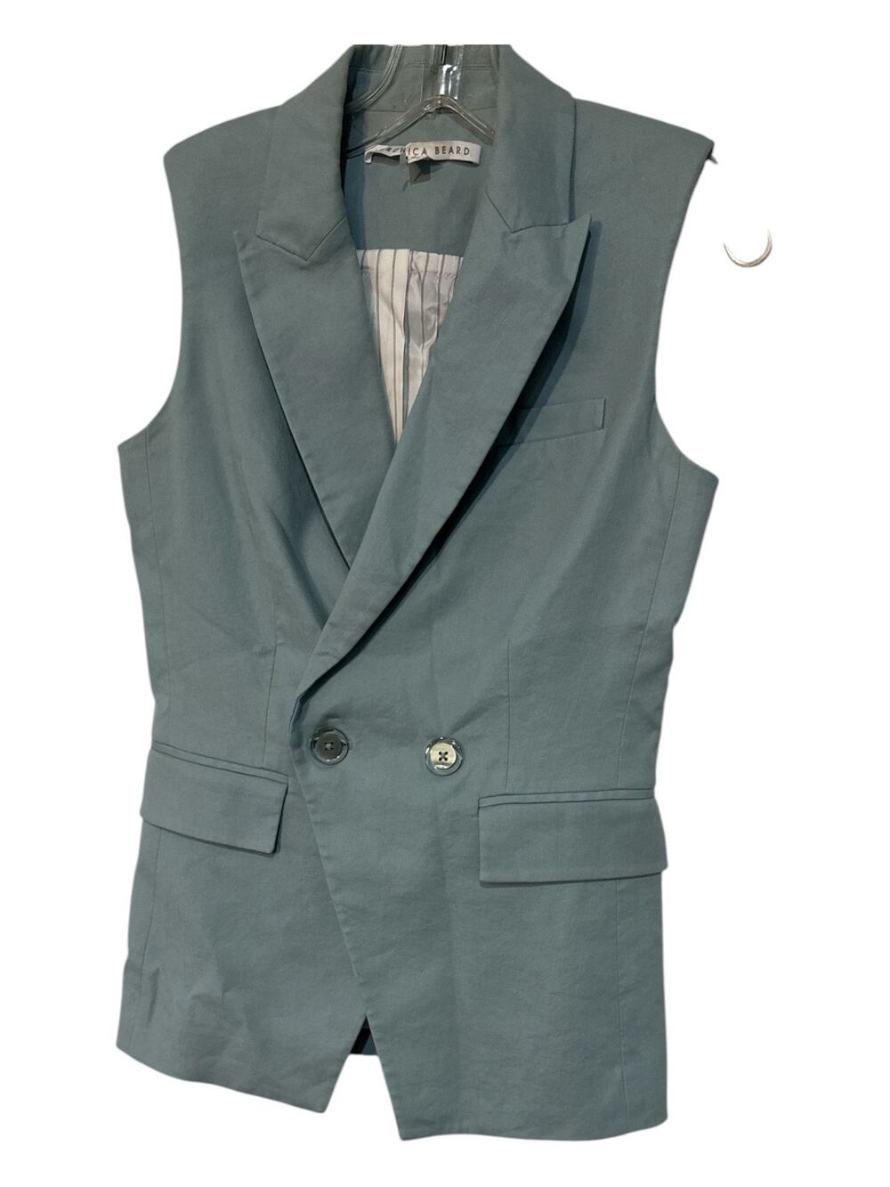 Veronica Beard Blazer Becca Crepe Vest Sea Mist Light Green Size O $598